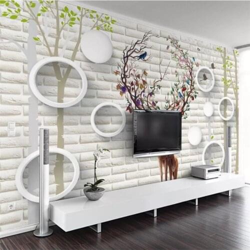 Custom wallpaper 3d photo mural modern minimalist brick wall elk TV background wall paper restaurant bedroom mural 3d wallpaper