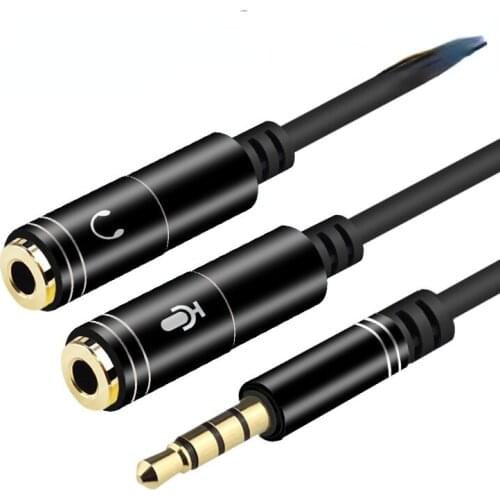 Headset Adapter Headphone Mic Y Splitter Cable 3.5mm AUX Stereo Audio Male To 2 Female Separate Audio Microphone Plugs
