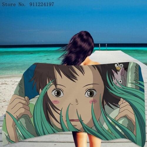 Cartoon Spirited Away Beach Towel Hayao Miyazaki Anime Printed Shawl Beach Towel Children Adult Bath Towel Beach Mat 150x180cm