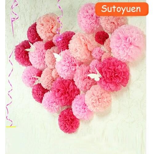 100 pcs 8" (20 CM ) Pom Poms Ball Tissue Paper Pom Poms Flower Balls 30 Colors Available Weddings, Woodland, Party, Decorations
