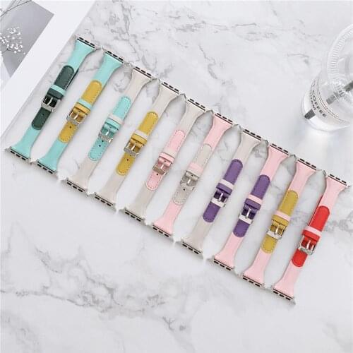 Watchbands iWatch Series 6 5 4 3 2 SE Leather Small Waist Design Strap For Apple Watch 40mm 44mm 38mm 42mm Bracelet Accessories