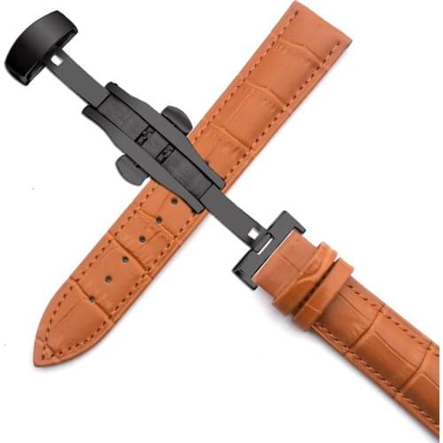 High Quality Leather Strap 14/16/18/19/20/22/24mm Watch Butterfly Buckle Strap Universal Wrist Strap Bracelet + Tools