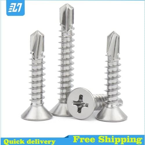 Flat Head Self Drilling Screws Cross Countersunk Self Tapping Bolt 410 Stainless Steel M3.5 M3.9 M4.2 M4.8 M5.5 M6.3