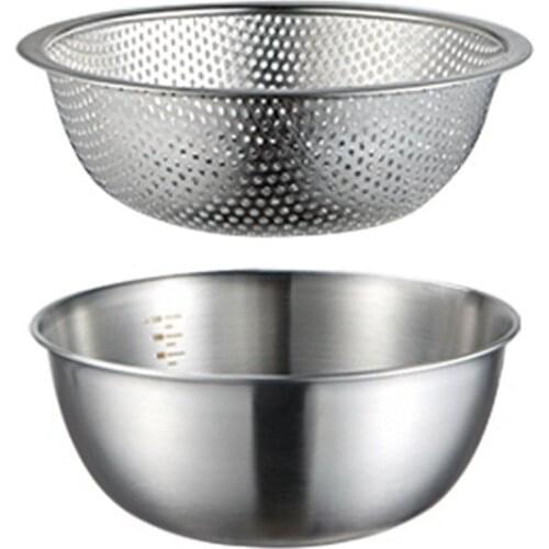 Vegetable Sink Drain Basket Household Kitchen Leaky Water Basket Egg Beater Mixing Bowl Salad Bowl 304 Stainless Steel