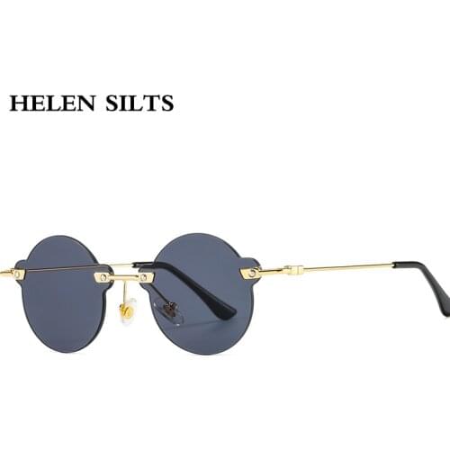 Rimless Round Sunglasses Women Fashion Punk Colorful Clear Sun Glasses For Female Vintage Traveling Men Eyeglasses Gafas De Sol