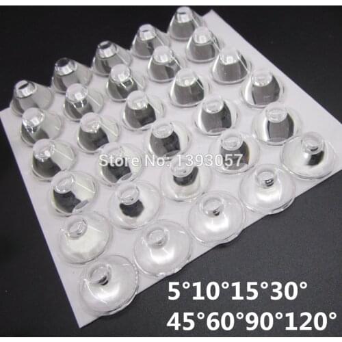 20pcs/lot 1w 3w High Power led lenses, 20mm pmma optical led lens angle 5 10 15 30 45 60 90 120 degree excellent quality