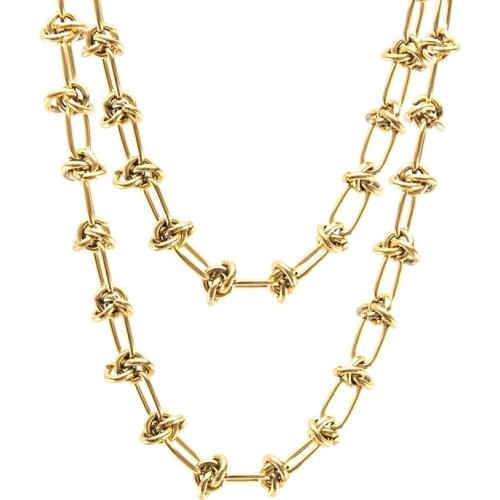 Thick Necklace For Women Men Stainless Steel Knot Chain Heavy Gold Color Metal Collar Choker Fashion Women Punk Jewelry