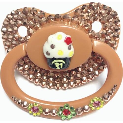 MIYOCAR unique handmade bling brown adult pacifier Adult Sized Cute Gem Pacifier Dummy ABDL Silicone Nipple pacifier