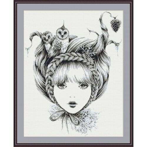 Customized Embroidery Winter Snow Fairy Girl Counted Cross Stitch Pattern with 100% Cotton Floss & Free Shipping for Home Decor