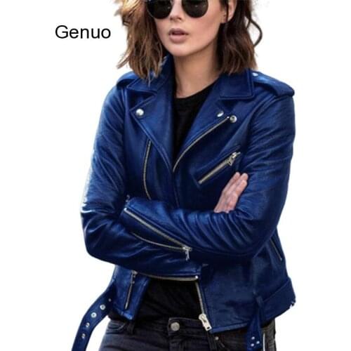 2020 Women Autumn Winter Suede Faux Leather Jackets Lady Fashion Matte Motorcycle Coat Biker Brown Zipper Outerwear