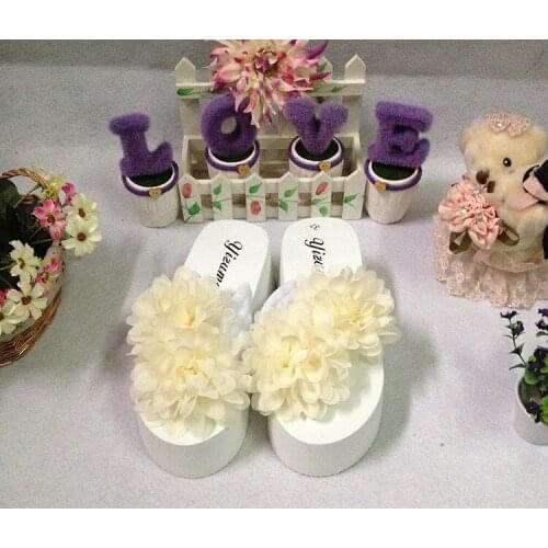 New Summer Slip On Flip Flops 7cm High Heels Slippers Discount Womens Platform Wedge Heel Sandals