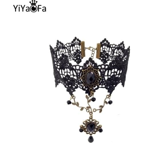 YiYaoFa Handmade Vintage Choker Necklace Gothic False Collar Lace Necklace for Women Accessories Lady Necklace & Pendant GN-20