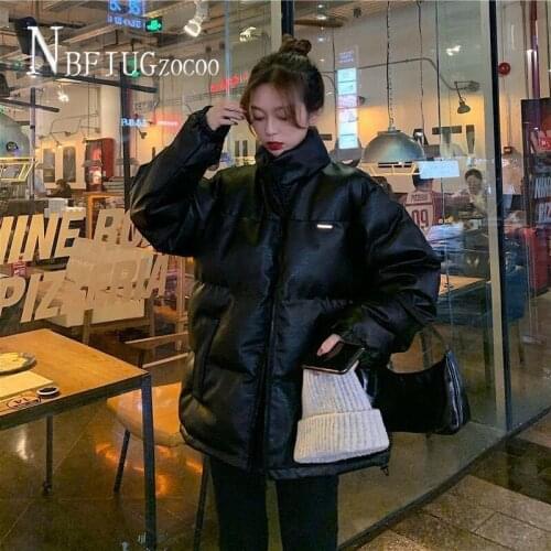 Winter Women Parkas 2020 New Korean Loose Pu Leather Bread Style Female Overcoat