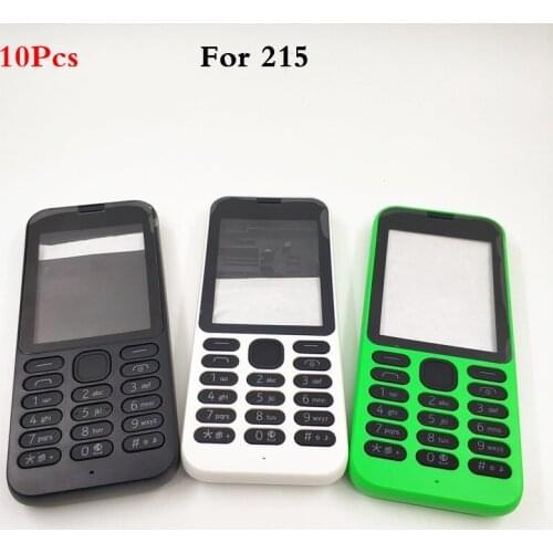 10Pcs/lot New Plastic Full Housing For Nokia 215 Full Complete Mobile Phone Housing Cover Case+English Keypad