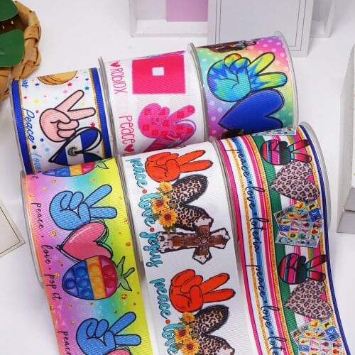 10 Yards 3inch 75mm Cartoon Printing Grosgrain Ribbon For Hair Bows DIY Crafts Handmade Accessories 56749