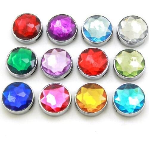 12pcs/lot Internal Dia 8mm Slide Charm Crystal Round DIY Accessories fit 8mm wide belt pet collar