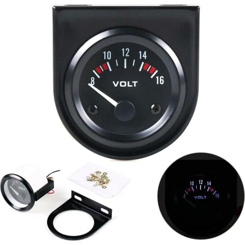 2" 52mm Mechanical White LED Car Auto Volt Voltmeter Voltage Gauge Meter 8-16V