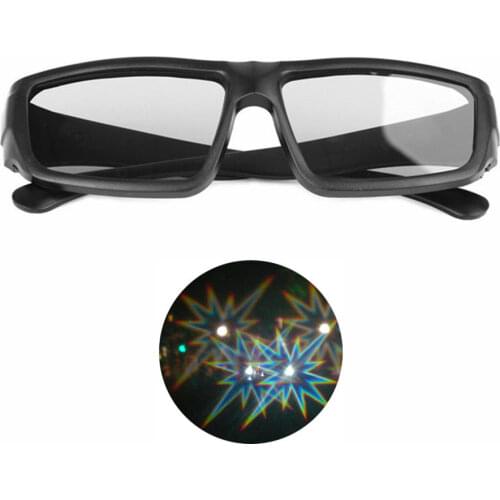 2pcs Black/Blue/Yellow Color 3D Star Smile,Snowman Light Plastic Diffraction Grating Glasses for Fireworks,Raves,Festivals&Party