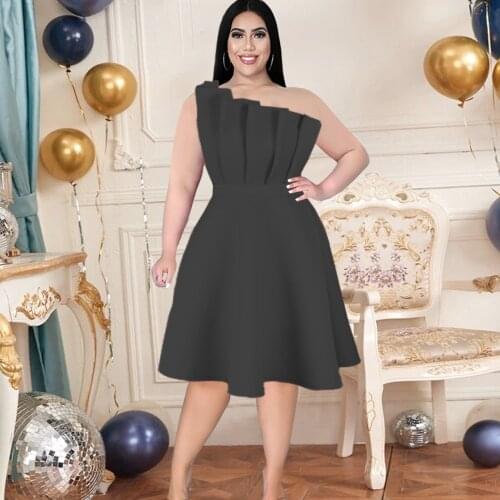 Dashiki African Dresses For Women One Shoulder Sleeveless Party Event Fit Pencil Dress Birthday Celebrity New Africa Clothing