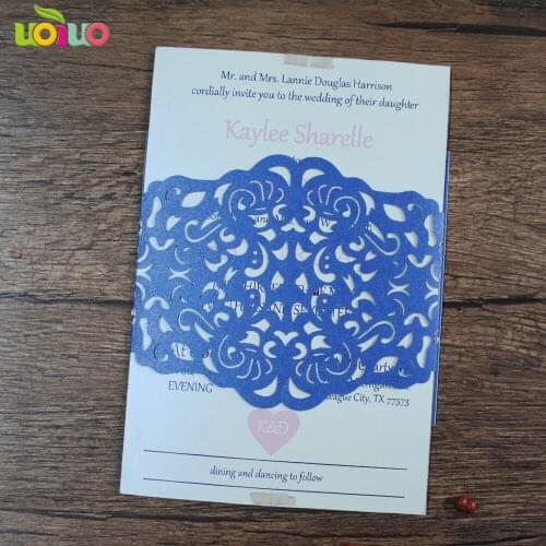 Free shipping 50set inc255 Laser Cut Romantic Wedding Party Invitation Card Delicate Carved Flower Pattern Hollow Out Card