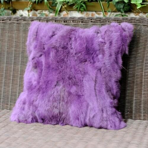 FREE SHIPPING CX-D-17E Patchwork Natural Colour Rabbit Fur Sofa Cushion Cover / Fur Pillow coussin decoration