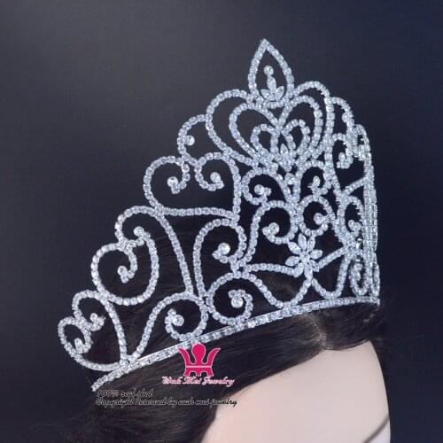 Large Crown Tiara Miss Beauty Pageant Winner Queen Crown Bridal Wedding Jewelry Princess Party Prom Night Clup Show Crystal 2241