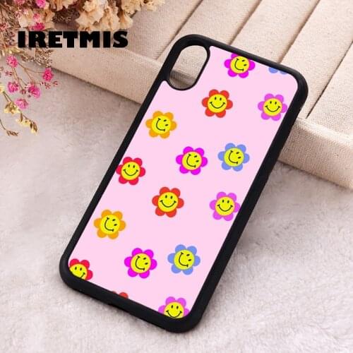Iretmis 5 5S SE 2020 phone cover cases for iphone 6 6S 7 8 Plus X Xs XR 11 12 MINI Pro Max Soft Silicone TPU Smiley Flowers