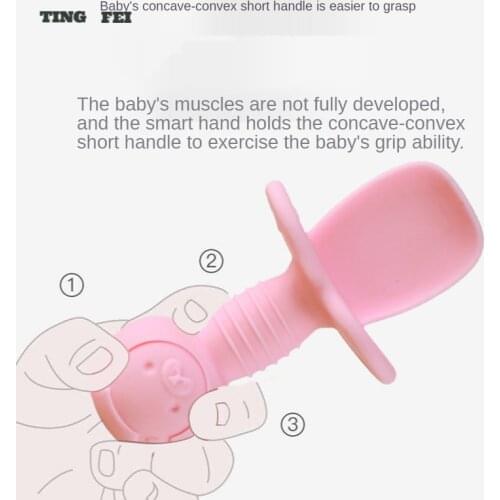 Baby Training Fork Spoon with Box Set Silicone Baby Feeding Spoon and Fork Set Food Grade Newbornrn Accessories Teether