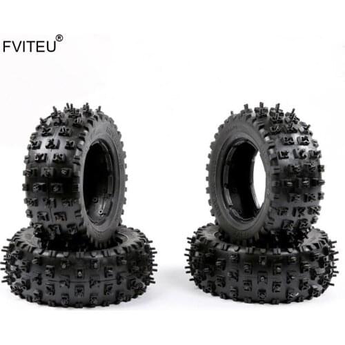 FVITEU Rubber Nail Tyres Skin set for 1/5 Rovan LT TRUCK SLT/BAJA 4WD losi 5ive-T king motor X2