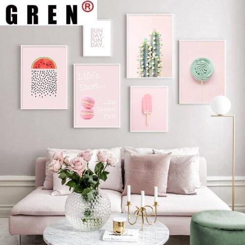 GREN Summer Lollipop Ice Cream Watermelon Canvas Painting Wall Art Print Poster Picture Modern Kitchen Dining Room Home Decor
