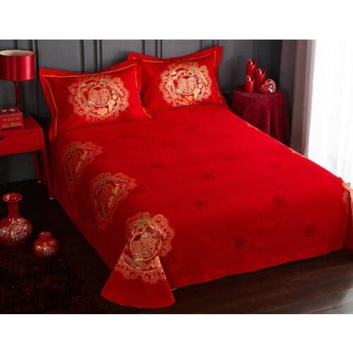 Chinese Red Bed sheed and two pillowcase , 250cm x270cm Tradtional red cotton fabric,reactive printing fabric