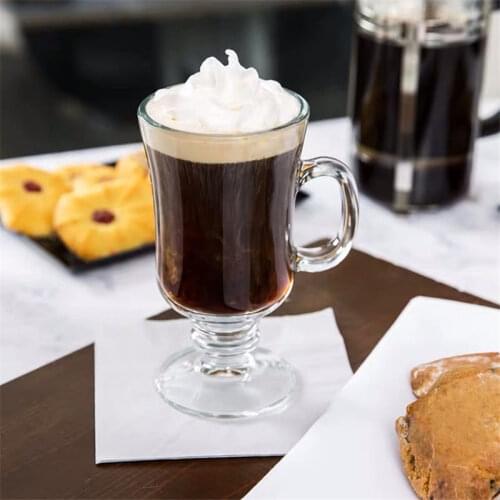 Coffee cup 250ml-285ml Irish coffee latte glass Juice smoothie cup Milk tea cup Inclined with handle Single transparent glass