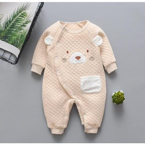 Newborn Baby Romper Autumn Long Sleeved Cotton Jumpsuit 2021 New Baby Boys Girls Winter Warm Thicken Clothes Cartoon Outfits