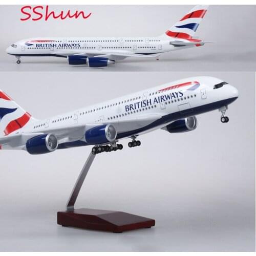 New Styles 1/160 LED Light Wheel Diecast Plastic Resin Plane Airplane Airbus A380 Model For Children Holiday Gifts Collection