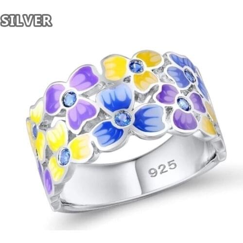 Fashion creative enamel inlaid sapphire womens ring Exquisite Charms Luxury Super shine Girlfriend Christmas Birthday Gift