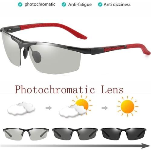 Fashion Aluminum Magnesium Frame Polarized Photochromic Sunglasses Mens Womens UV400 Driving Fishing Runnning Transition Lens