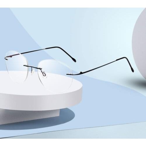 Round Rimless Eyeglasses Frame for Men and Women Optical Prescription Glasses Spectacles Eyewear