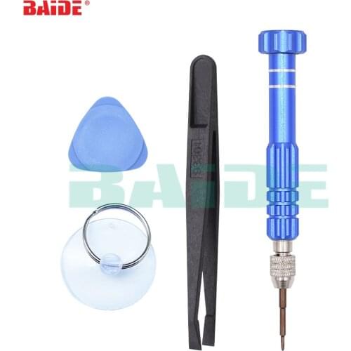 New 4 in 1 Opening Tools Kit 0.6Y Phillips Black Tweezers Precision Screwdriver Bit Tool Set for iPhone Huawei Repair 100pcs/lot
