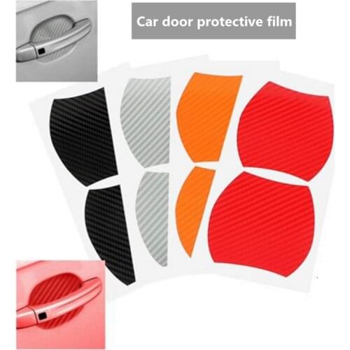 4D Carbon Fiber Anti-Scratch Car Door Handle Cover Sticker Door Handle Bowl Film Guard Protector Trim Removable 4pcs Car Styling