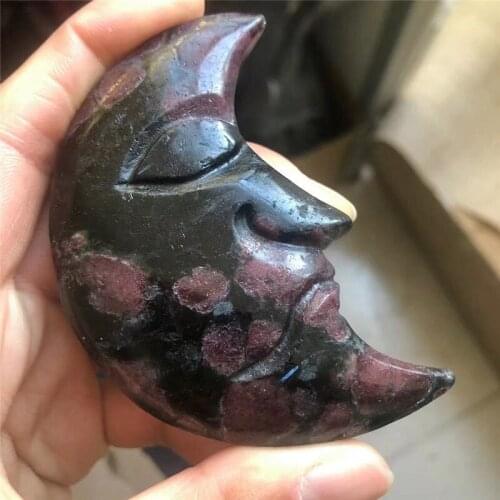 Natural gemstone firework garnet hand-carved moon face crystals healing stones for gift