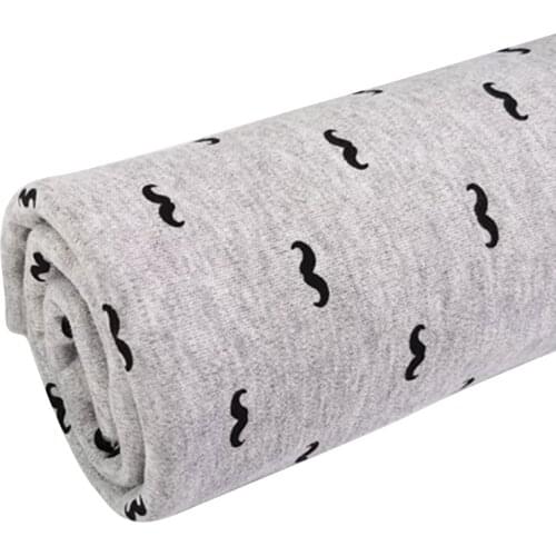New arrival 50x40cm small beard Printed Cotton Knitted Jersey Fabric for DIY baby clothes, bibs, coated, bed sheets material