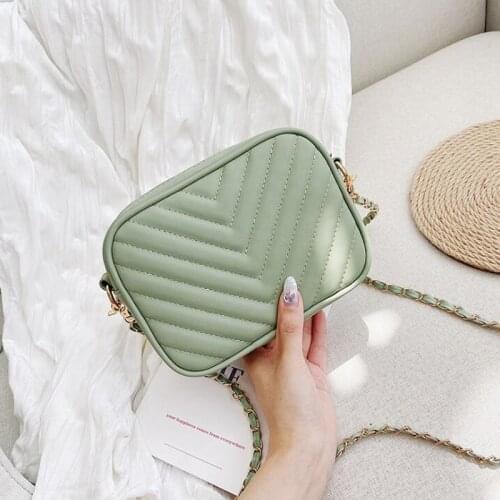 New Square Crossbody Bags For Women Chain Strap Shoulder Bag Stripe Pu Leather Handbag Ladies Cross Body Messenger Bags