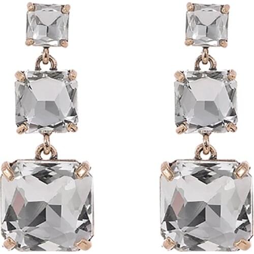 ZHINI New Simple Long Earrings for Women Boho Color Crystal Dangle Earring Rhinestone Fashion Wedding Jewelry boucle d'oreille