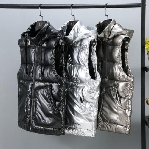 Down Cotton Vest Womens Autumn And Winter Bright Face Outer Wear Waistcoat Padded Vest Fashion Vest Winter Sleeveless Jacket