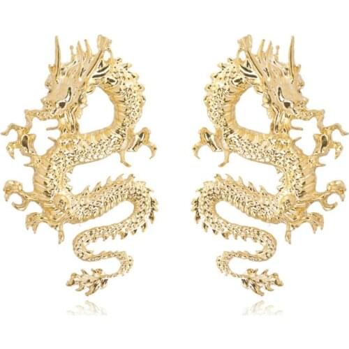 Punk Rock Gold Silver Firery Dragon Stud Earrings Thrones Costume Game Merchandise Animal Dragon Stud Earrings Jewelry