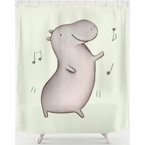Animal Cute Hippo Shower Curtain Waterproof Bathroom Decorations Polyester Bathroom Shower Curtain