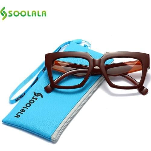 SOOLALA Blue Light Blocking Reading Glasses Women Men Square Eyeglasses Frame Presbyopia Glasses +0.5 0.75 1.0 1 .5 2.0 to 4.0