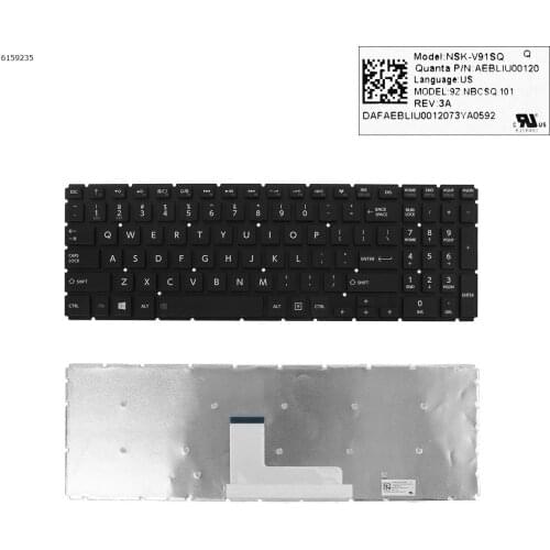 US QWERTY New Replacement Keyboard for Toshiba Satellite L50-B L50D-B L50t-B L55-B L55D-B L55t-B Laptop Black NO Frame