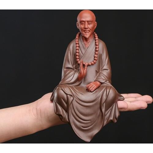Master Hong Yi Buddha Statue Meditation Sitting Purple Sands Ceramic Study Room Chinese Classical Zen Craft Gift High Quality