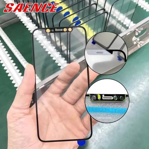 10pcs 2 in 1 Front Screen Glass With OCA Glue+Ear Speaker Mesh For iPhone X XS XSMAX 11 12 PRO MAX Repairing Quality